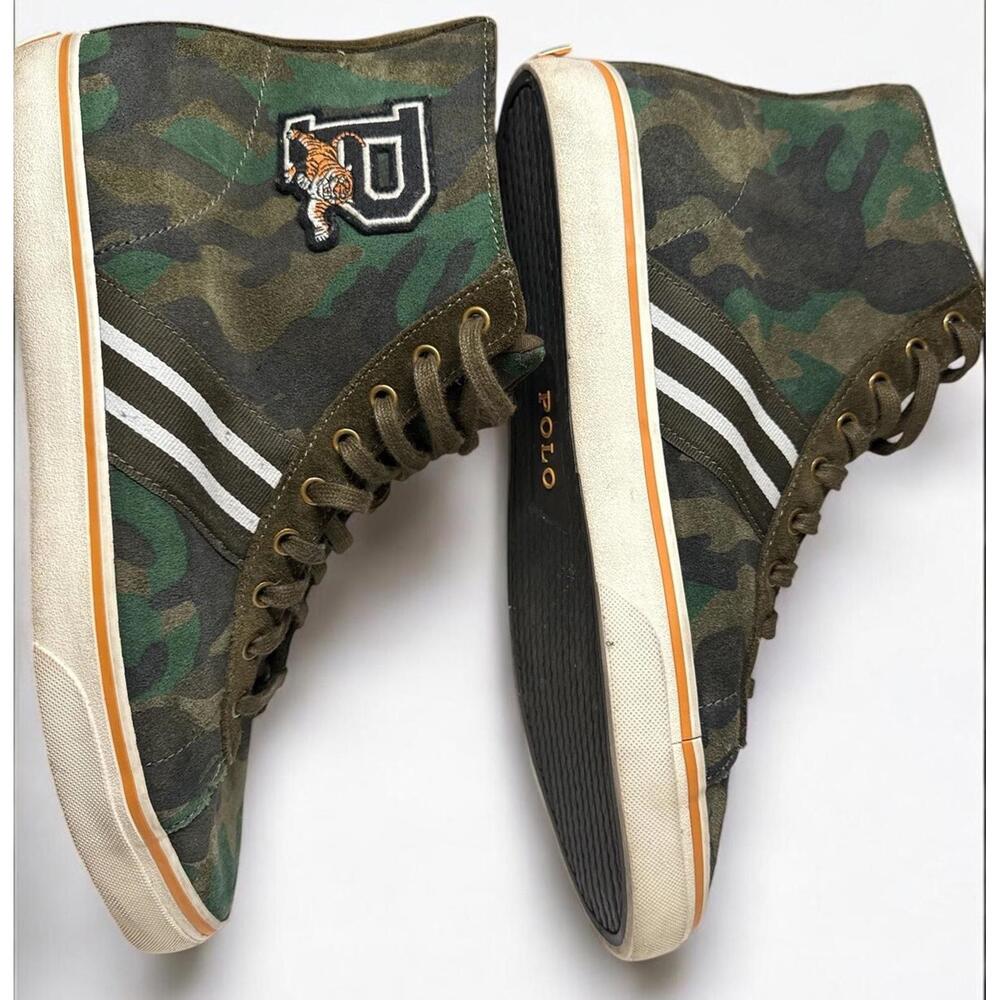 RALPH LAUREN VARSITY CAMO HIGH-TOP SNEAKERS CAMOUFLAGE POLO SHOES Men’s Sz 12